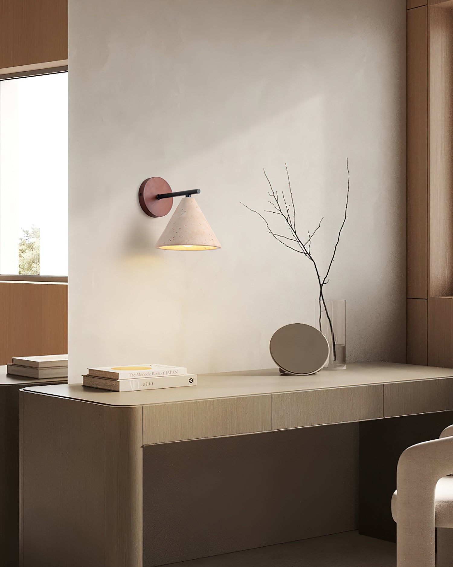 Lampada Da Parete Elegante In Travertino - Design Rustico E Illuminazione Calda