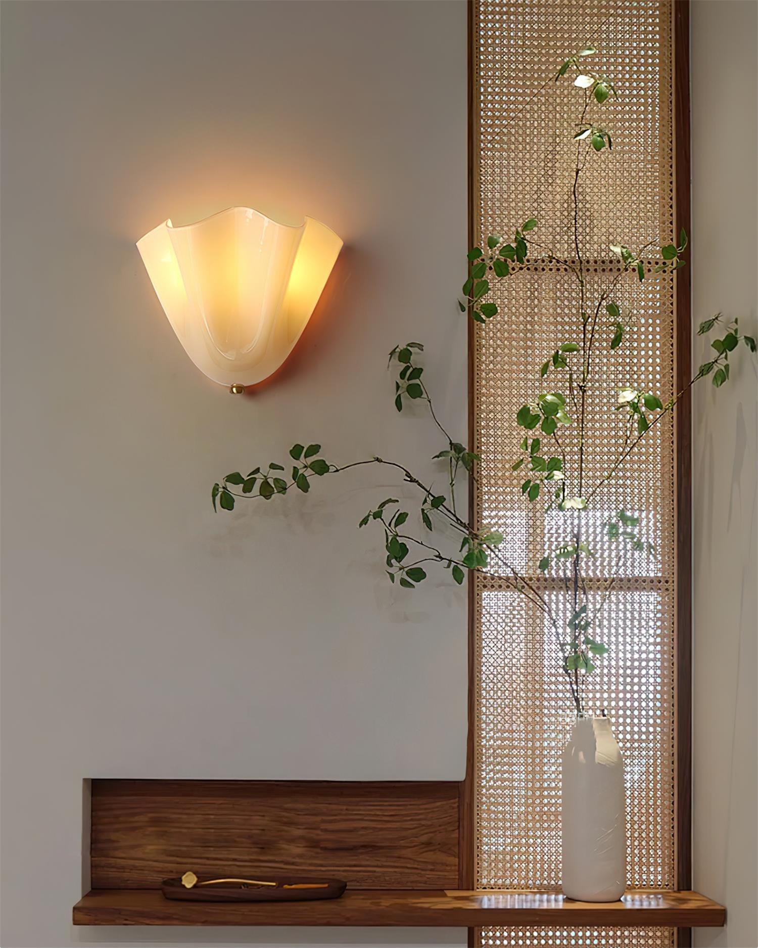 Lampada Da Parete Vera In Vetro Soffiato - Design Elegante E Moderno, Resistente All'Umidità