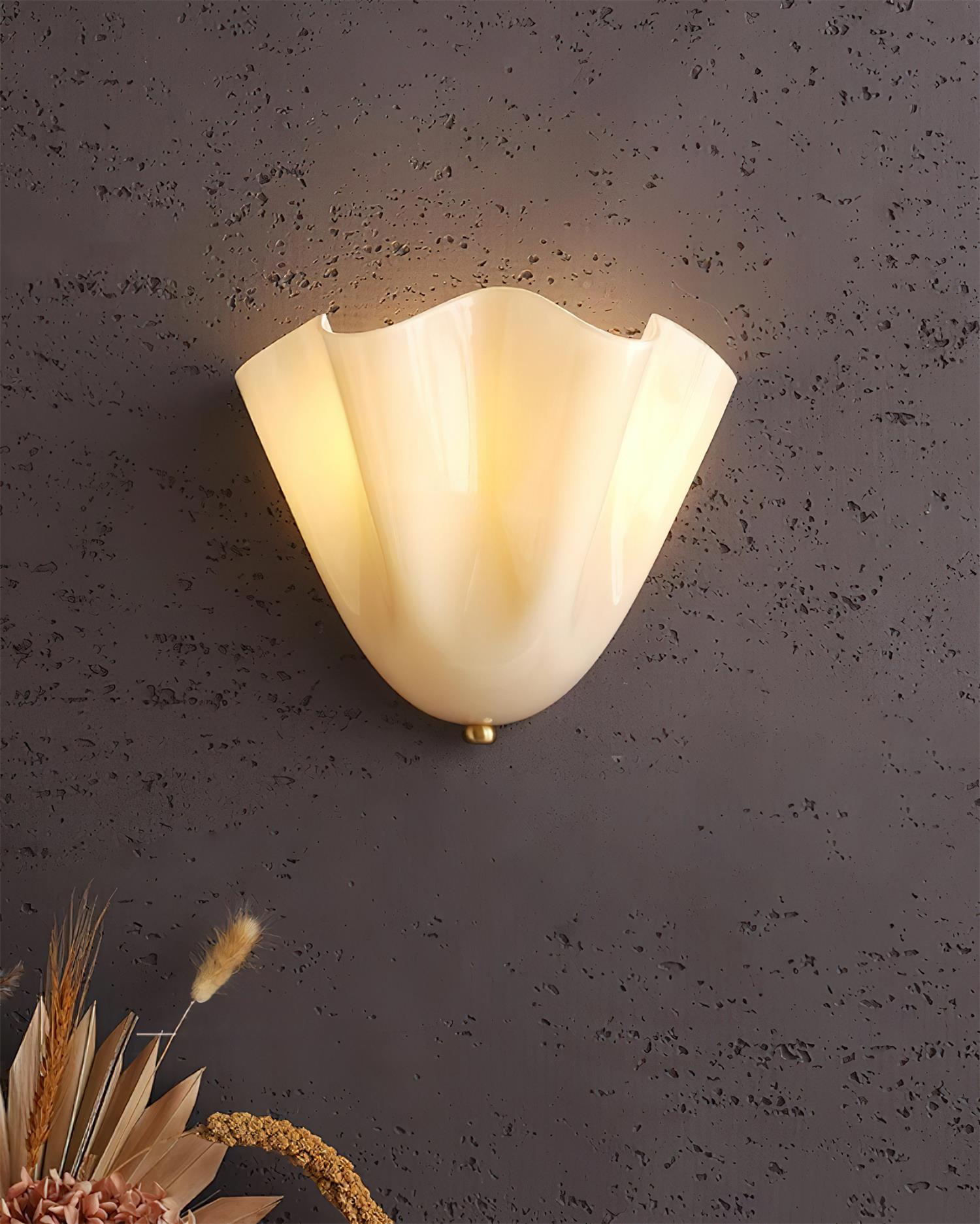 Lampada Da Parete Vera In Vetro Soffiato - Design Elegante E Moderno, Resistente All'Umidità