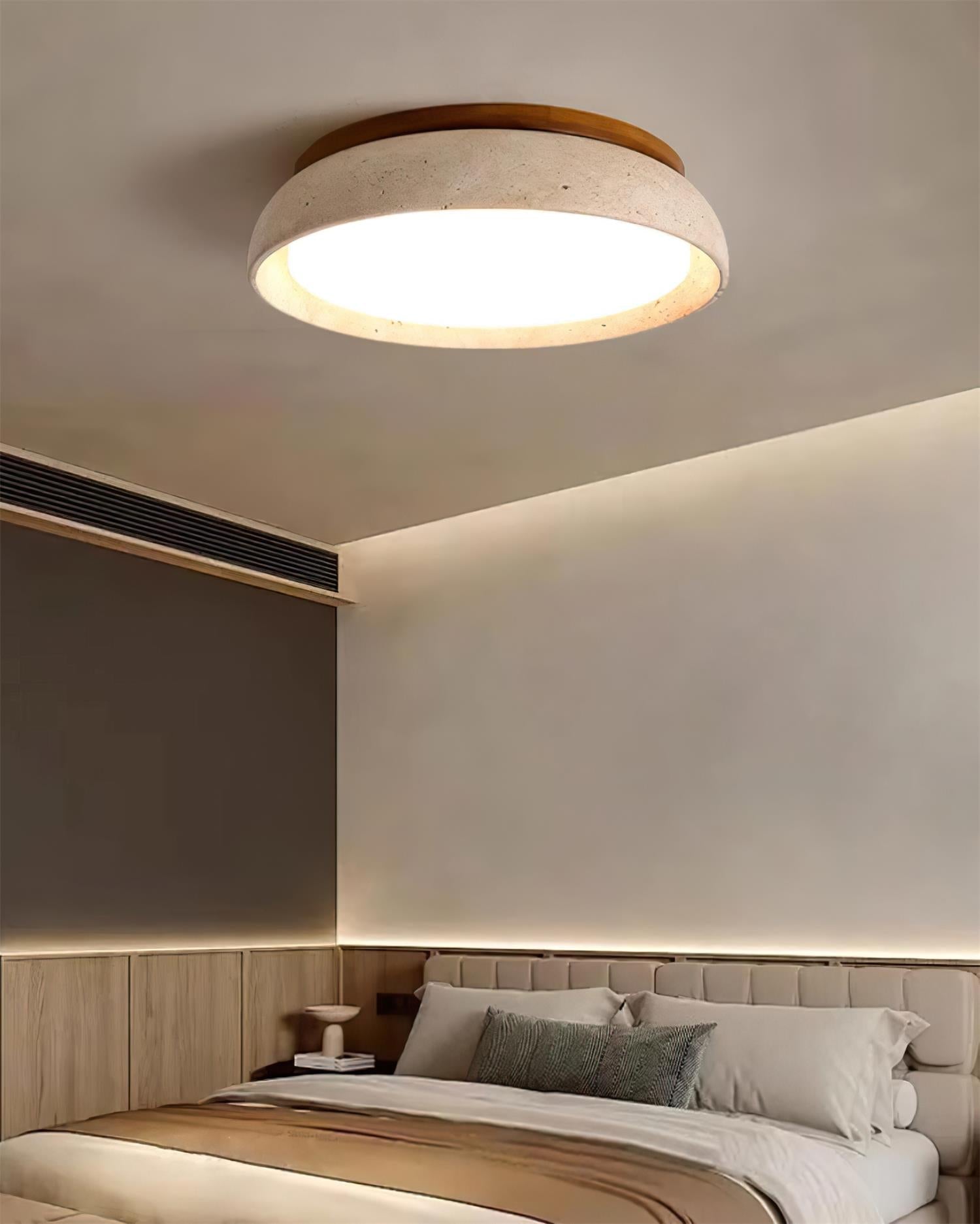 Lampada Da Soffitto Plafoniera In Travertino Piedra - Design Elegante E Naturale