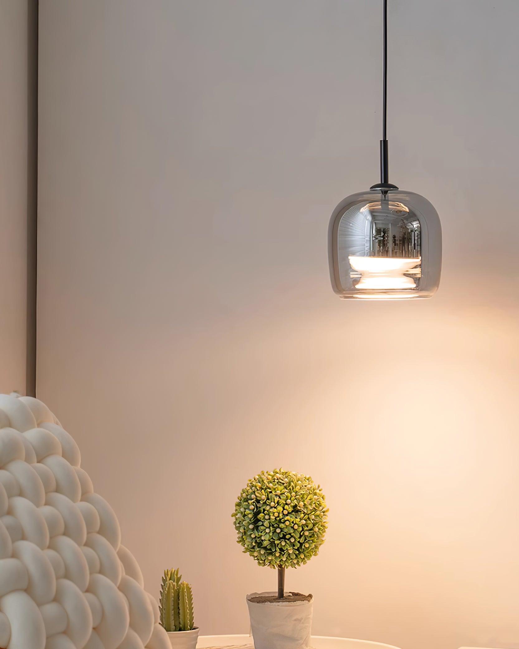 Lampada a Sospensione Moderna in Vetro Fumè per Cucina e Ambienti Eleganti