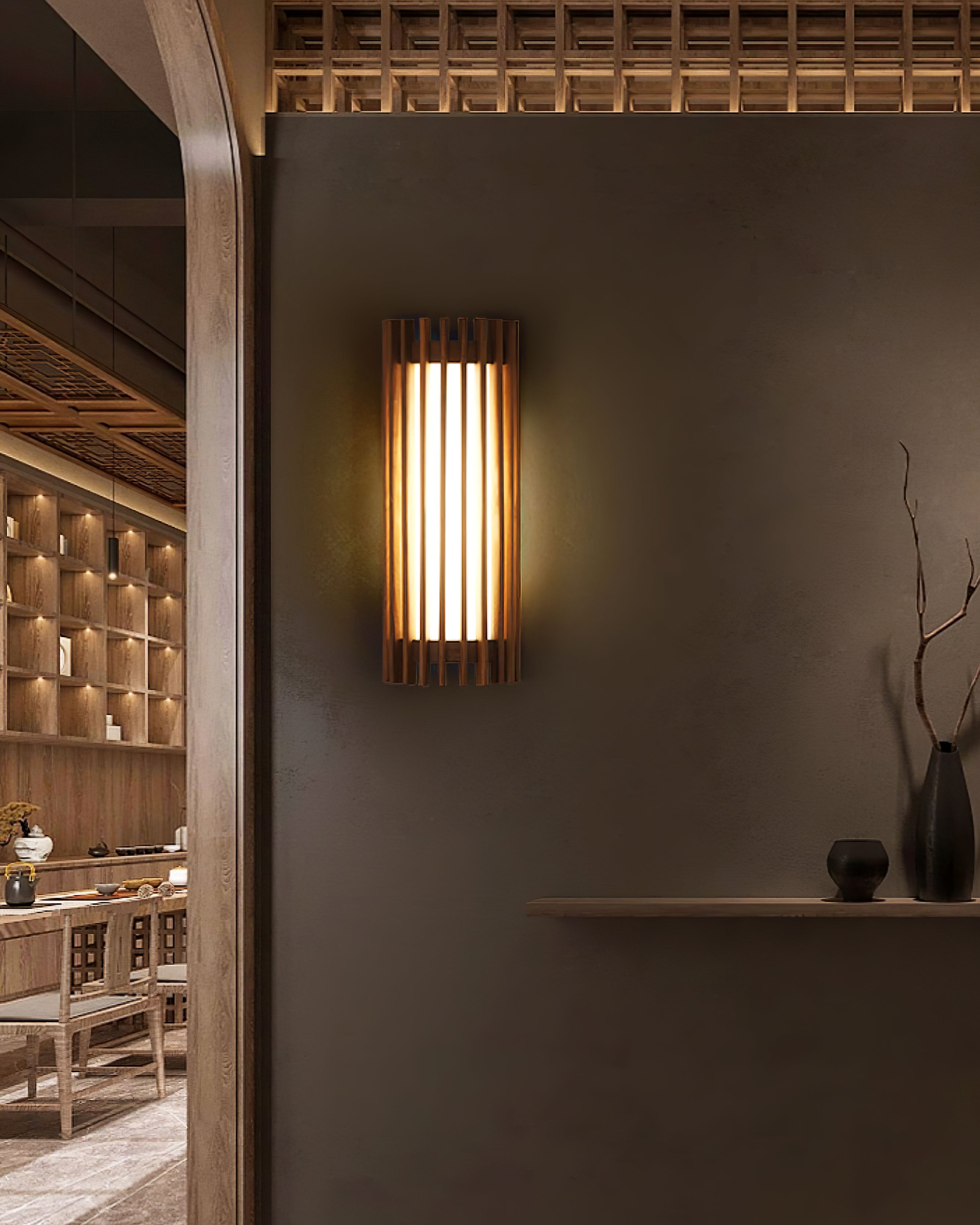 Lampada da Parete Applique in Noce Regina con LED Integrati, Design Elegante e Atmosfera Accogliente
