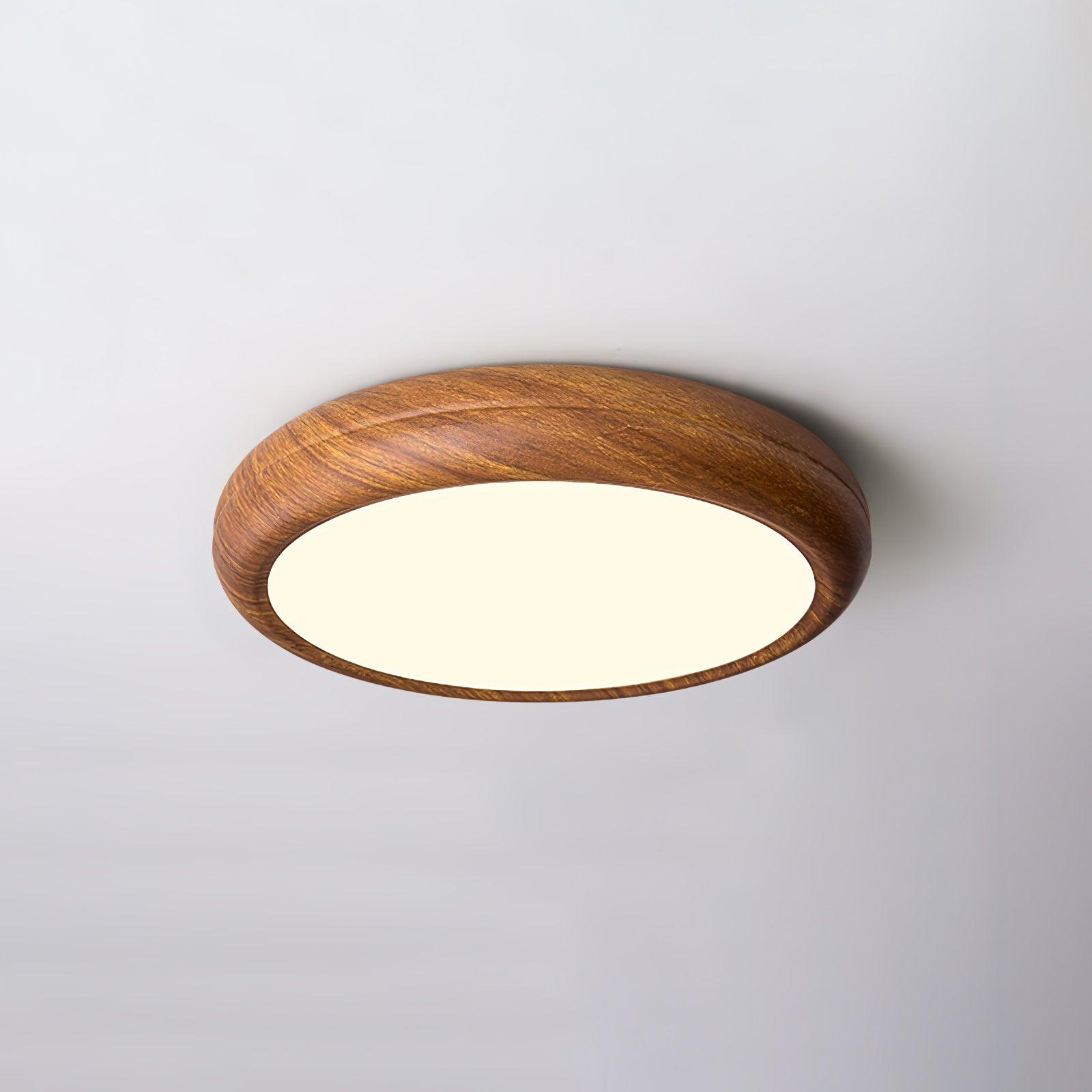 Lampada da Soffitto Rotonda in Legno con Finitura Acrilica e LED 3000K