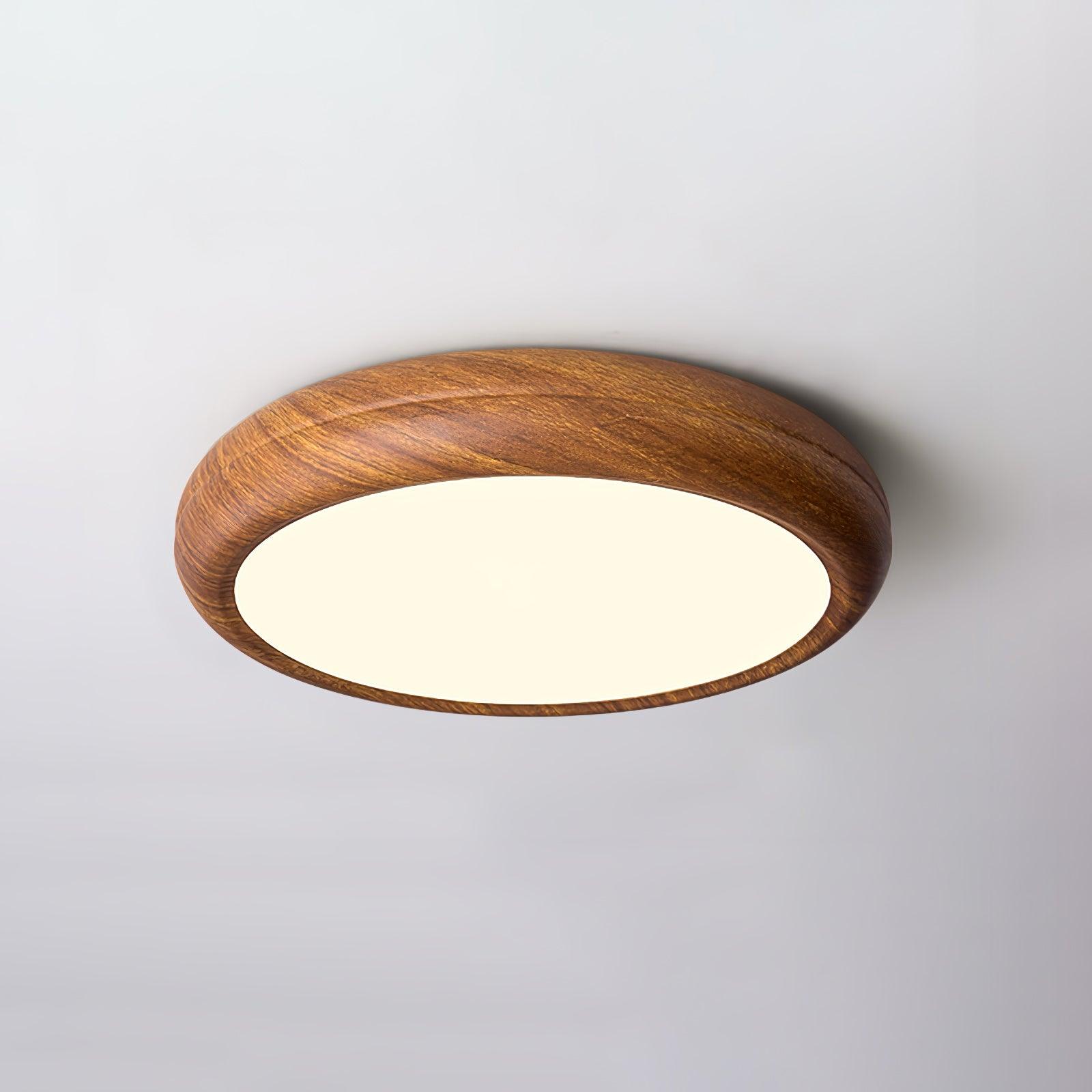 Lampada da Soffitto Rotonda in Legno con Finitura Acrilica e LED 3000K