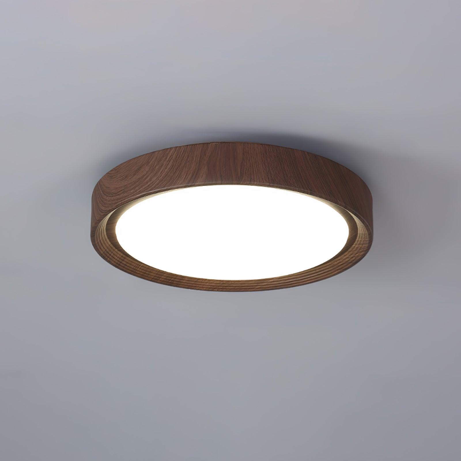 Lampada da Soffitto Rotonda in Legno con Finitura Acrilica e LED 3000K