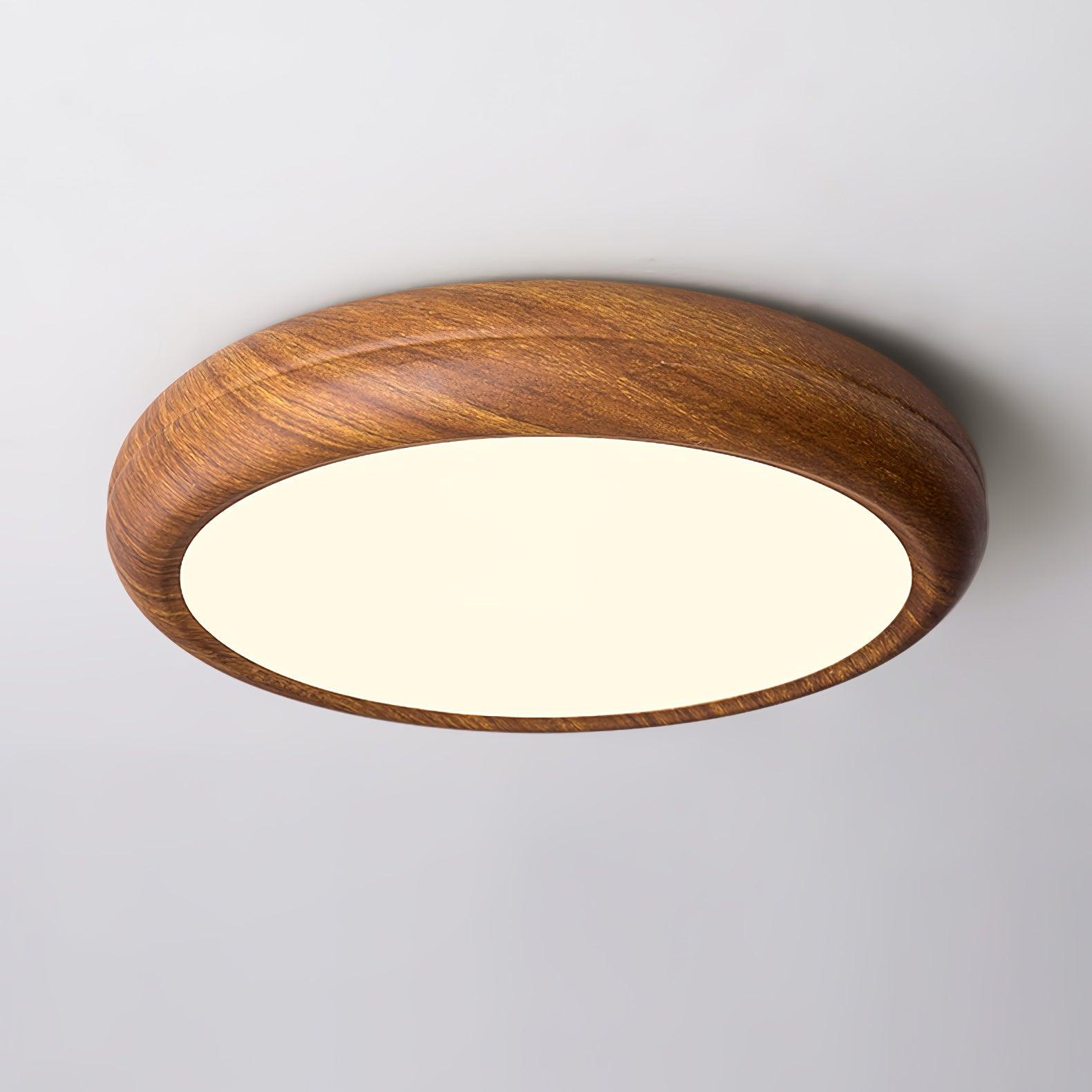 Lampada da Soffitto Rotonda in Legno con Finitura Acrilica e LED 3000K