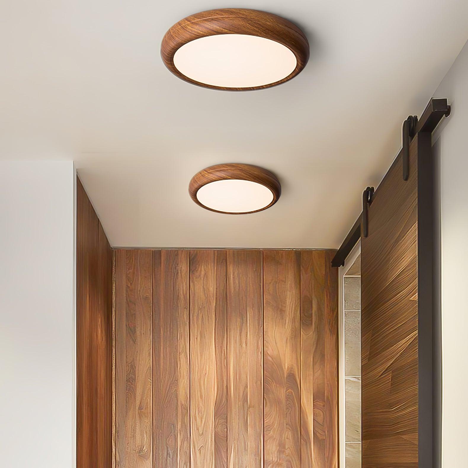 Lampada da Soffitto Rotonda in Legno con Finitura Acrilica e LED 3000K