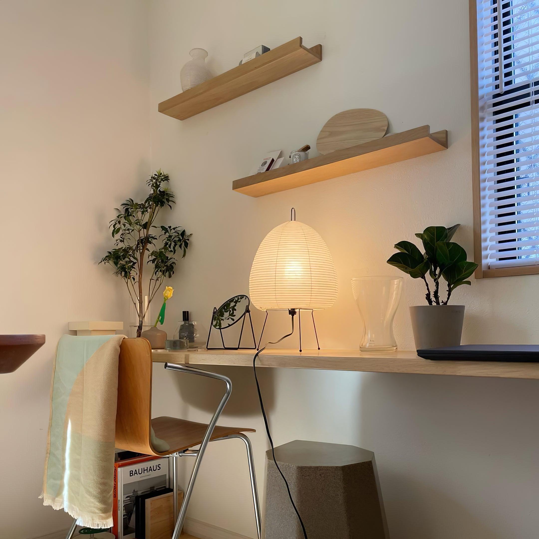 Lampada da Tavolo Elegante in Carta e Metallo, Luce Calda per Interni