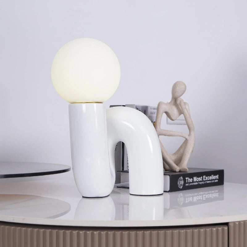 Lampada da Tavolo Industriale in Resina e Vetro – Colori Rosa, Blu, Bianco, Rosso, Diametro 26 cm, Altezza 40 cm