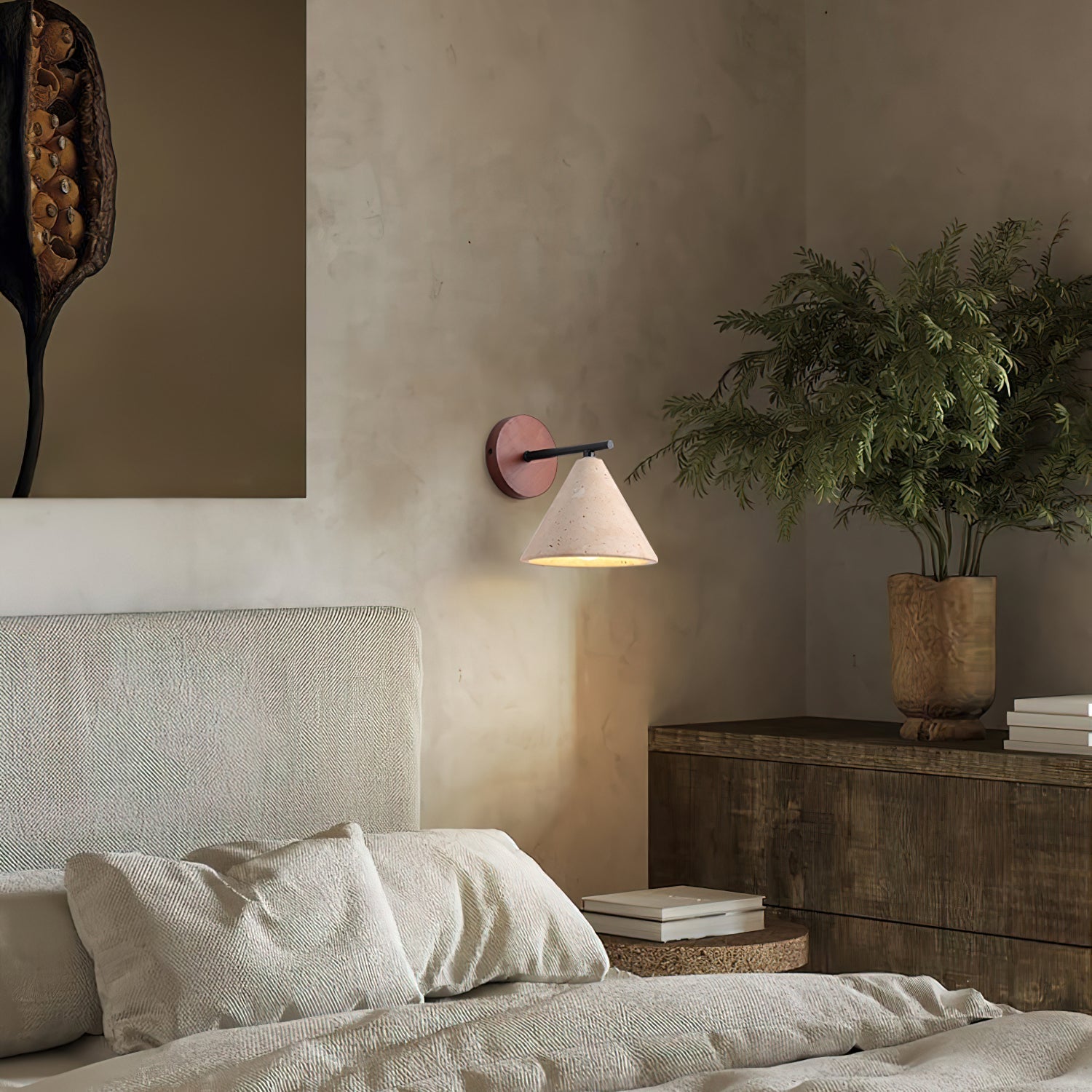 Lampada Da Parete Elegante In Travertino - Design Rustico E Illuminazione Calda