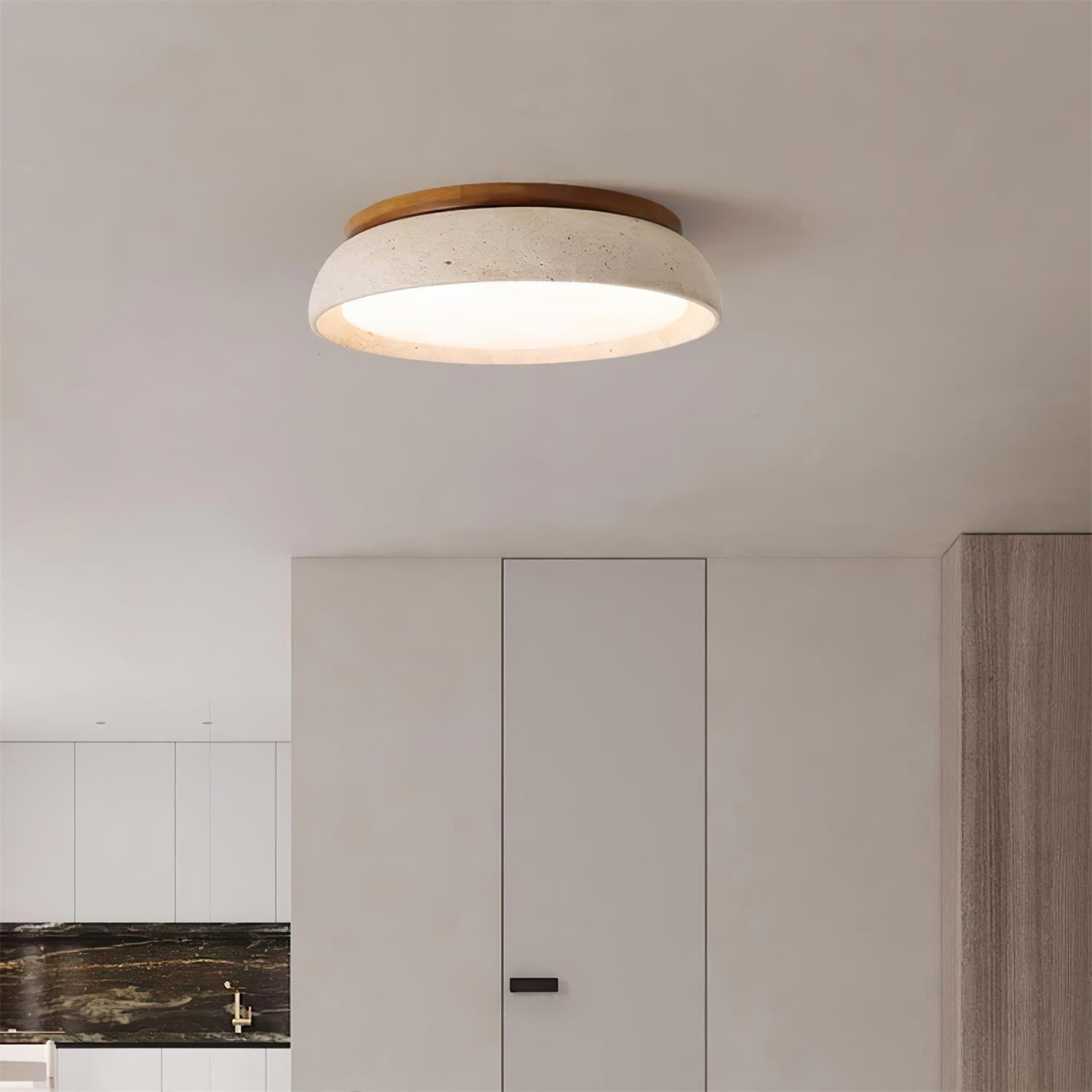 Lampada Da Soffitto Plafoniera In Travertino Piedra - Design Elegante E Naturale