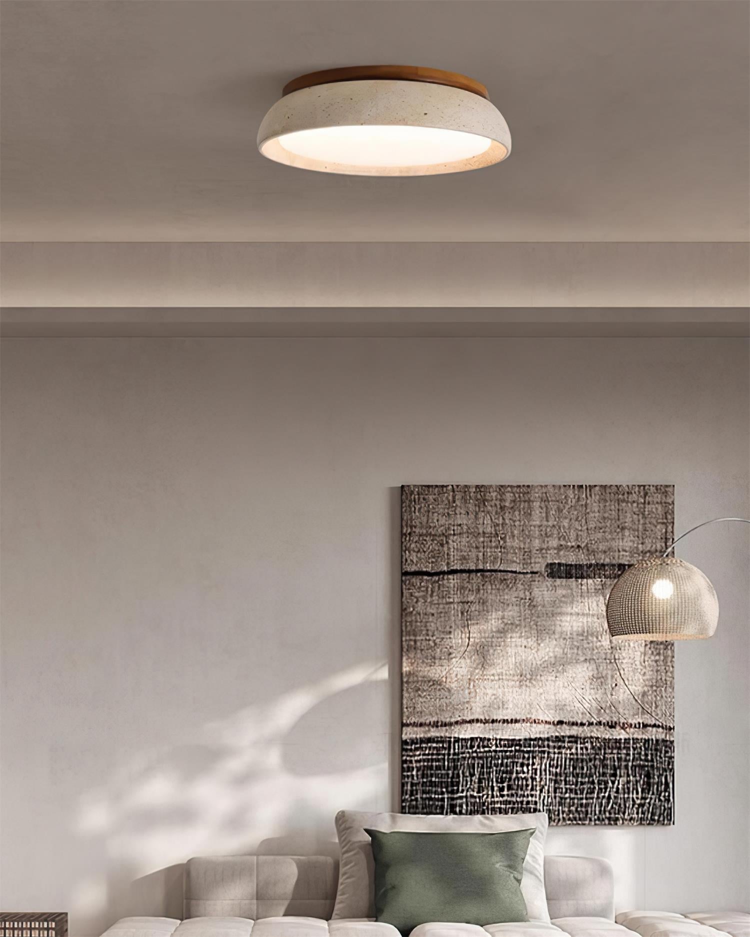 Lampada Da Soffitto Plafoniera In Travertino Piedra - Design Elegante E Naturale