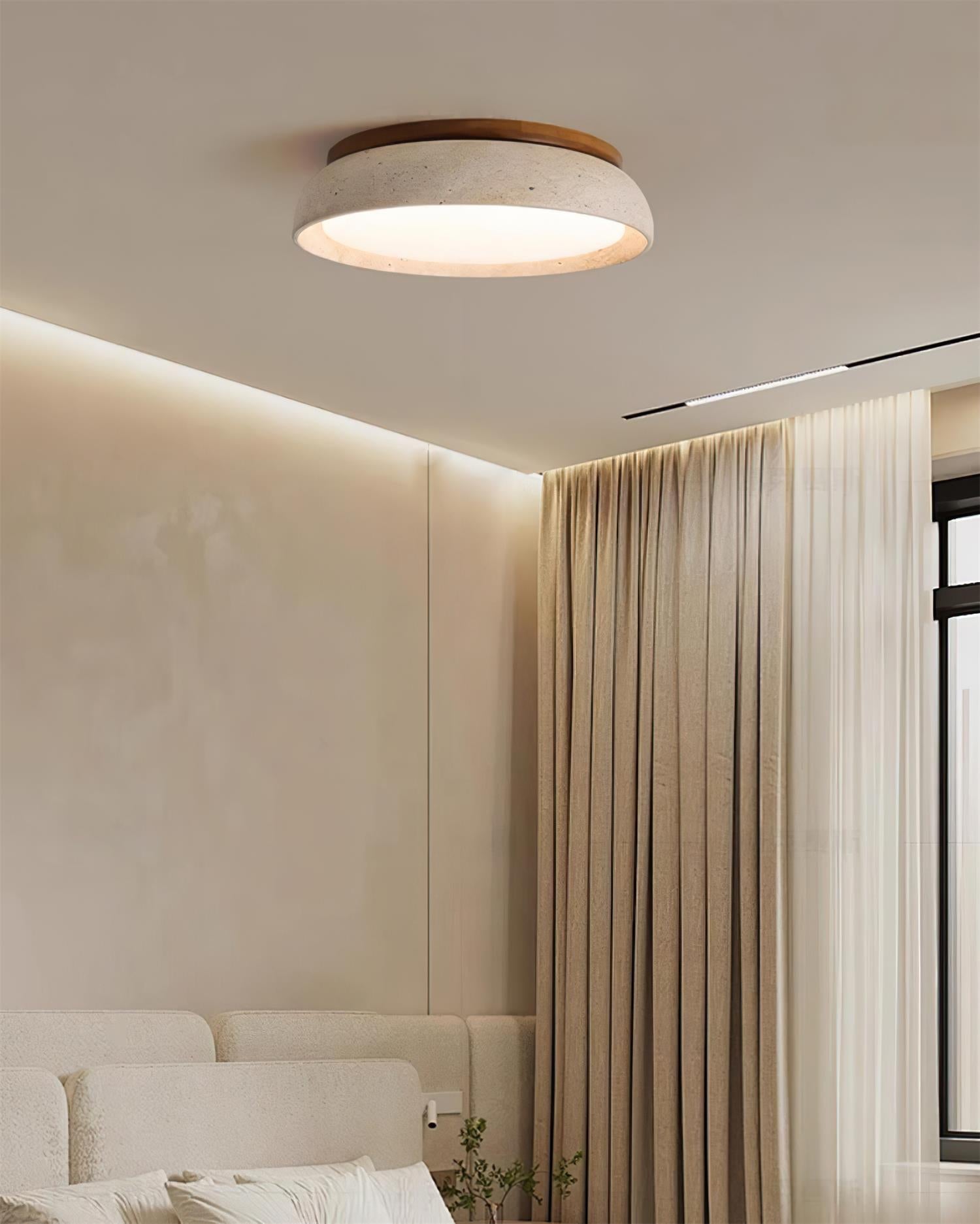 Lampada Da Soffitto Plafoniera In Travertino Piedra - Design Elegante E Naturale
