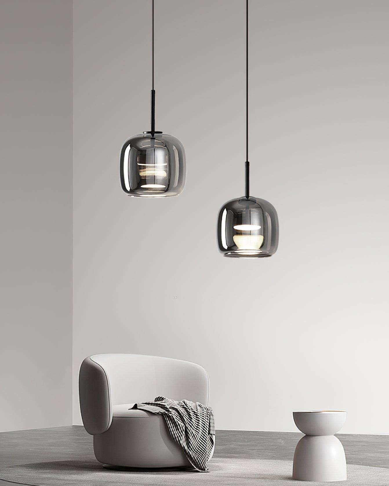 Lampada a Sospensione Moderna in Vetro Fumè per Cucina e Ambienti Eleganti