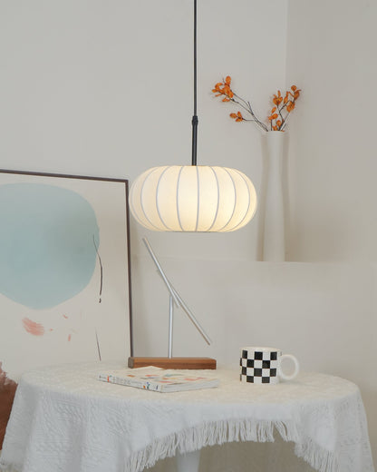Lampada a Sospensione Verona - Design Wabi-Sabi Minimalista in Metallo e Seta