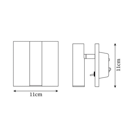 Lampada da Parete Micro Quadrata LED in Alluminio con Interruttore, Design Moderno