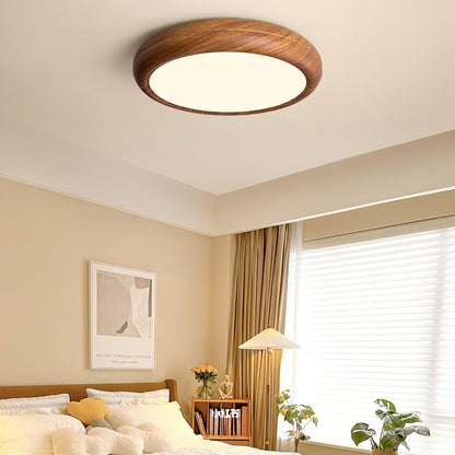 Lampada da Soffitto Rotonda in Legno con Finitura Acrilica e LED 3000K
