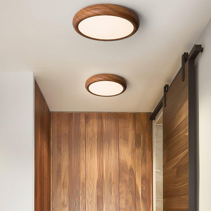 Lampada da Soffitto Rotonda in Legno con Finitura Acrilica e LED 3000K