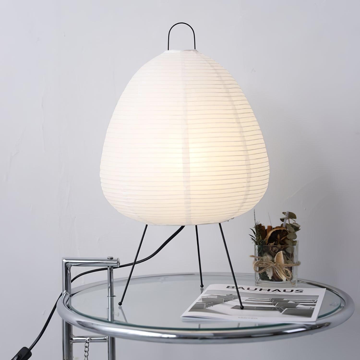 Lampada da Tavolo Elegante in Carta e Metallo, Luce Calda per Interni