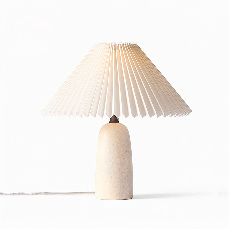Lampada da Tavolo Elegante in Ceramica con Paralume Pieghettato – Beige e Verde, Stile Moderno, Dimensioni Ø 30cm x H 31cm / Ø 40cm x H 51cm