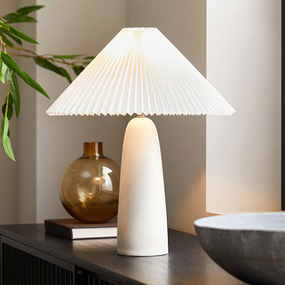 Lampada da Tavolo Elegante in Ceramica con Paralume Pieghettato – Beige e Verde, Stile Moderno, Dimensioni Ø 30cm x H 31cm / Ø 40cm x H 51cm