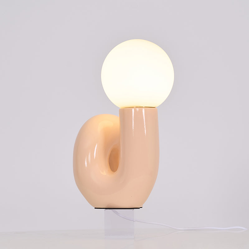 Lampada da Tavolo Industriale in Resina e Vetro – Colori Rosa, Blu, Bianco, Rosso, Diametro 26 cm, Altezza 40 cm