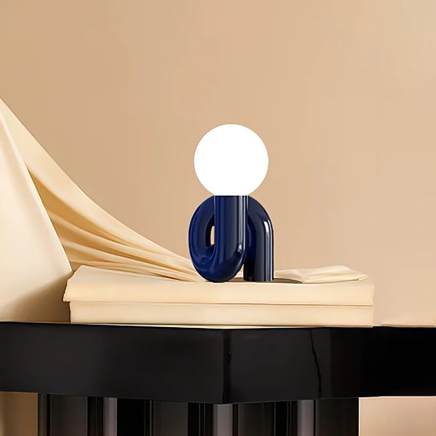 Lampada da Tavolo Industriale in Resina e Vetro – Colori Rosa, Blu, Bianco, Rosso, Diametro 26 cm, Altezza 40 cm