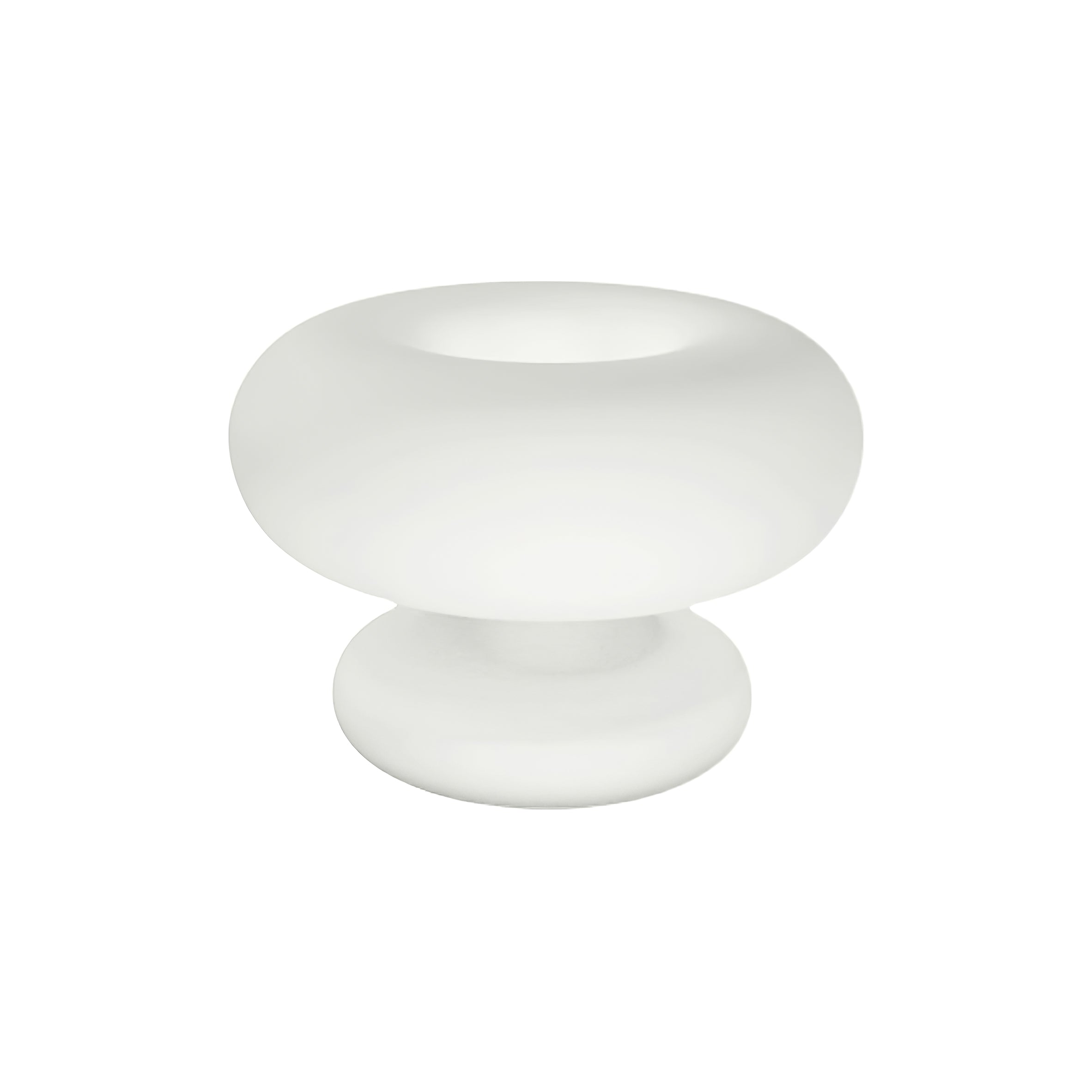 Lampada da Tavolo a Forma di Ciambella in Vetro Satinato – Design Moderno per Illuminazione Interna, Bianco, 28 cm