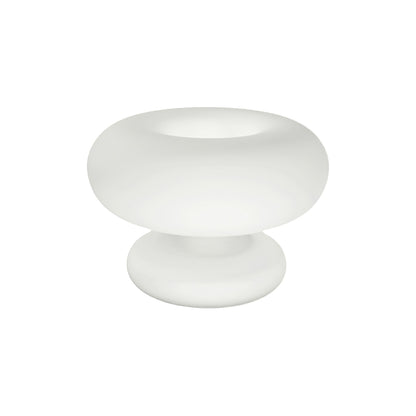 Lampada da Tavolo a Forma di Ciambella in Vetro Satinato – Design Moderno per Illuminazione Interna, Bianco, 28 cm