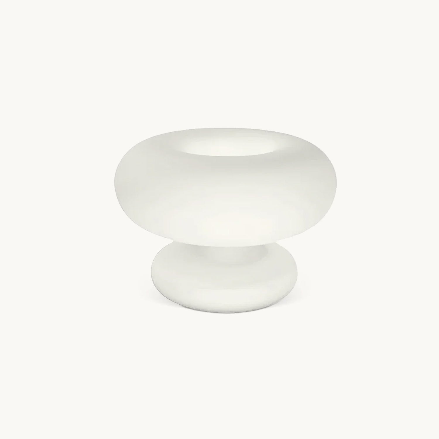 Lampada da Tavolo a Forma di Ciambella in Vetro Satinato – Design Moderno per Illuminazione Interna, Bianco, 28 cm