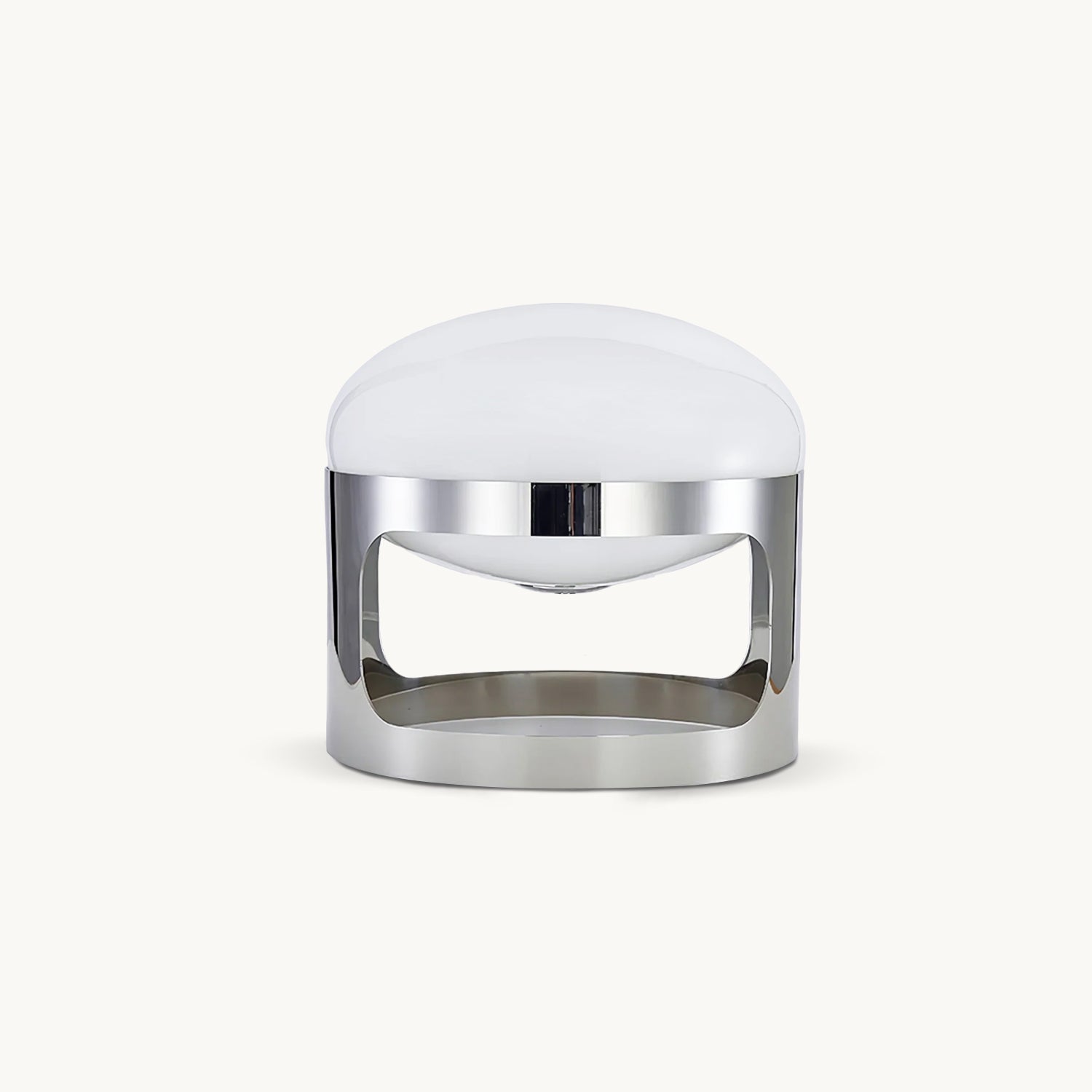 Lampada da Tavolo in Acciaio Inossidabile e Acrilico, Design Medievale, Ø 25 cm x H 24 cm, Colore Argento e Bianco